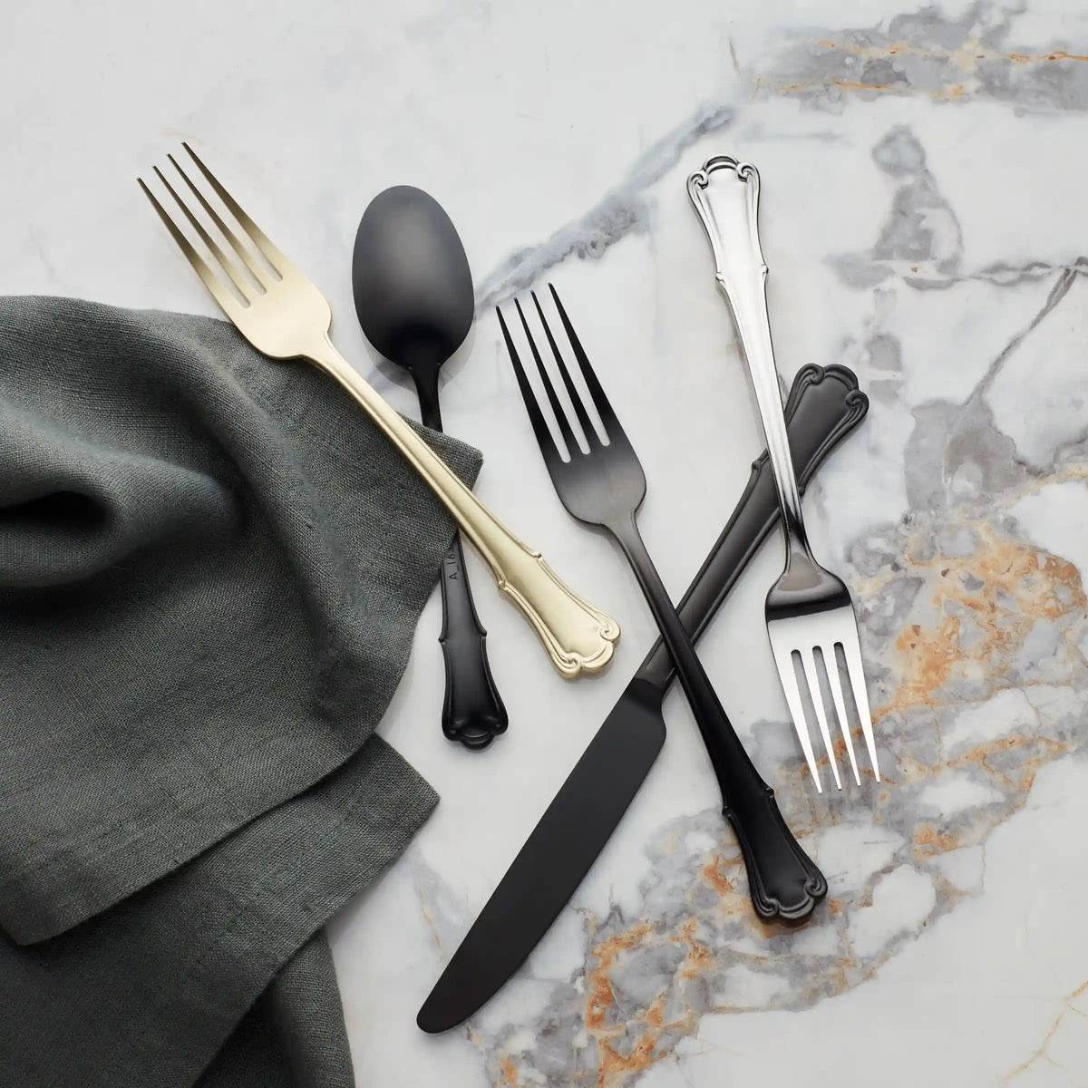 James Street Champagne Satin 20-Piece Flatware Set