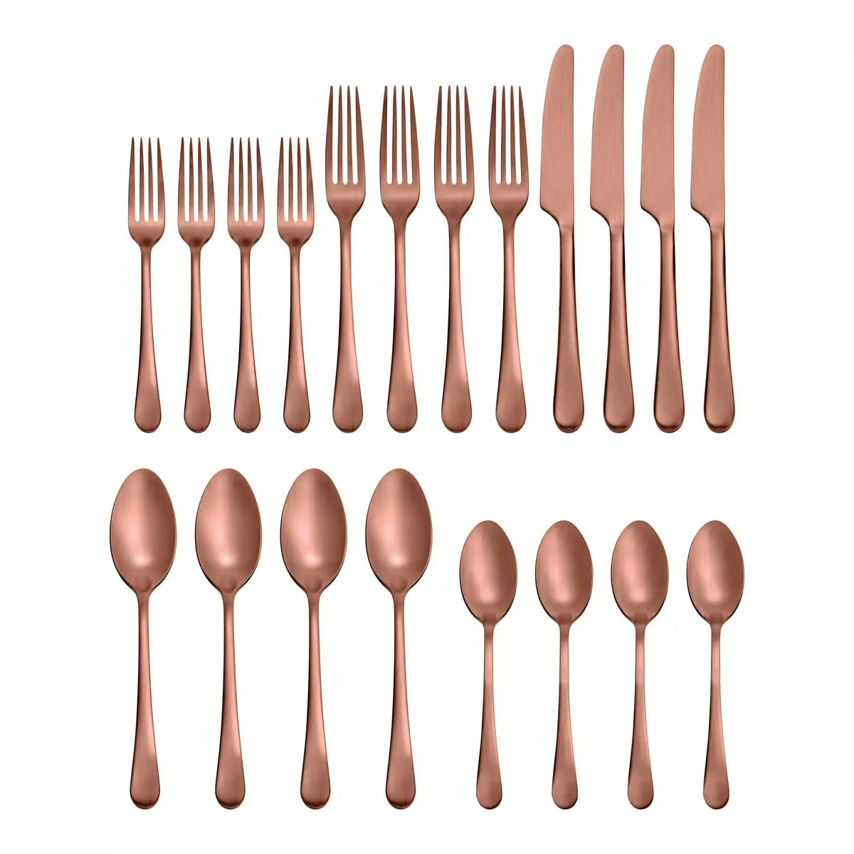 Mirabella Copper Titanium Satin 20-Piece Flatware Set