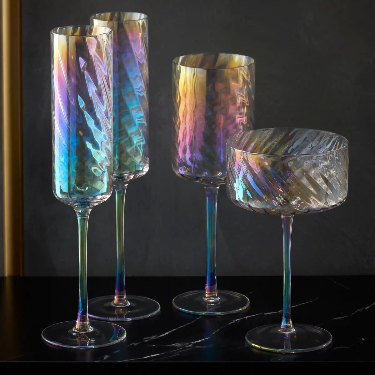 Tuscany Classics Iridescent Flute Glasses, Set of 4