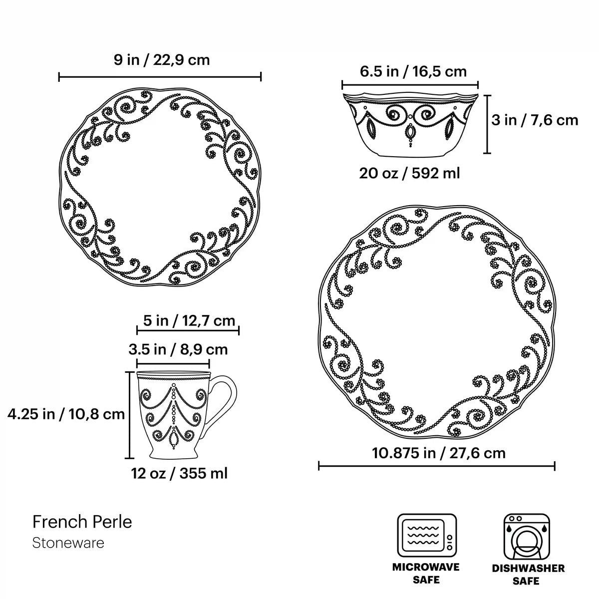 French Perle Ice Blue 4-Piece Place Setting