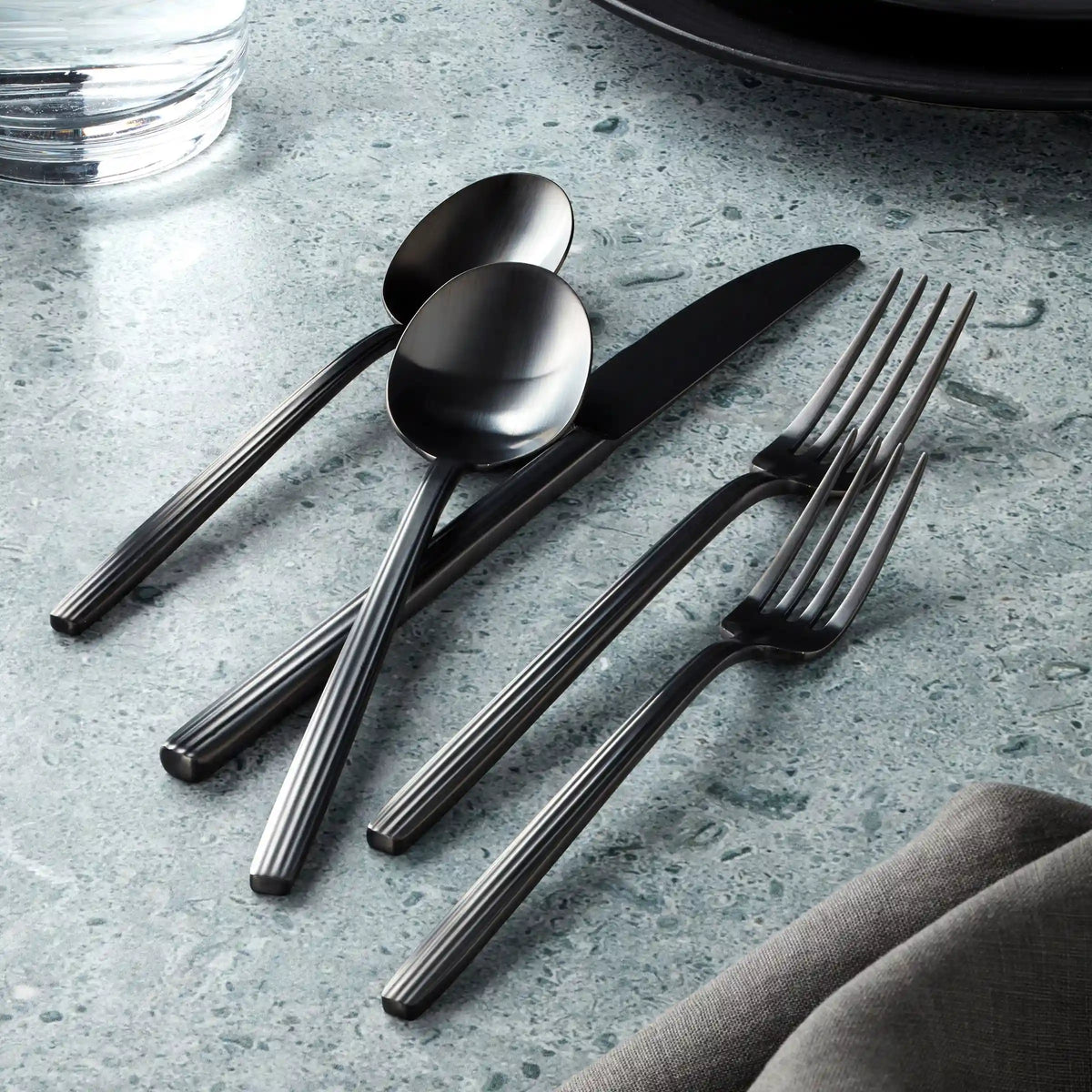 Dean Black Satin 20-Piece Flatware Set