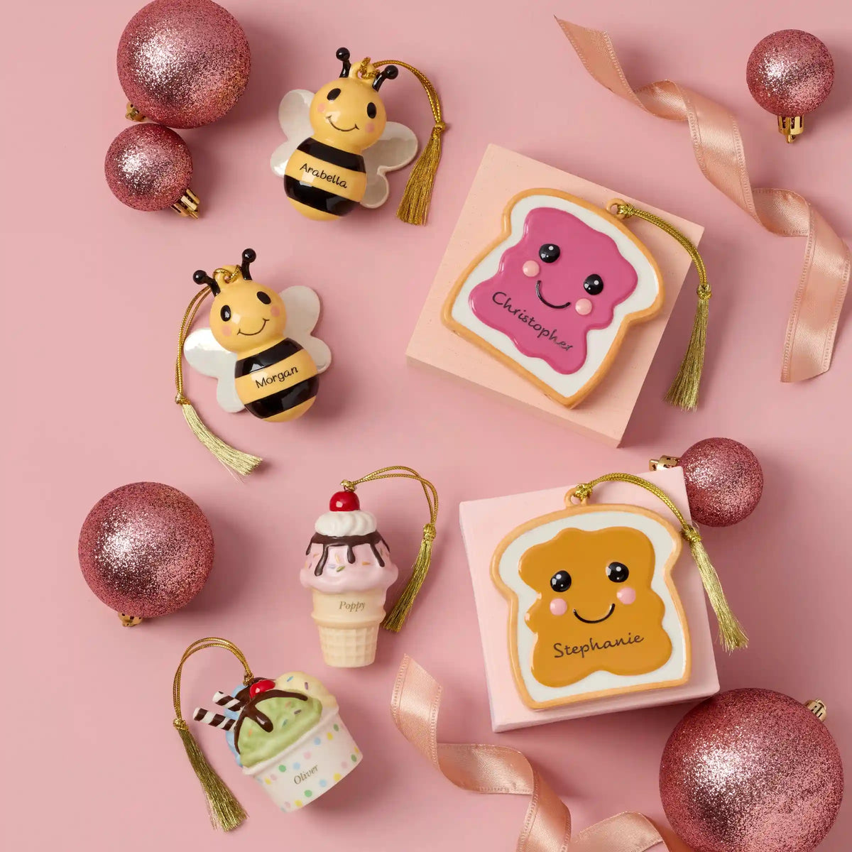 Personalized Forever Friends Bees 2-Piece Ornament Set