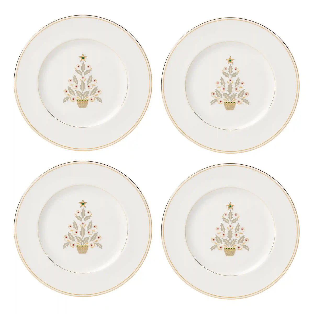 Federal Gold Tree Accent Plates, Set of 4