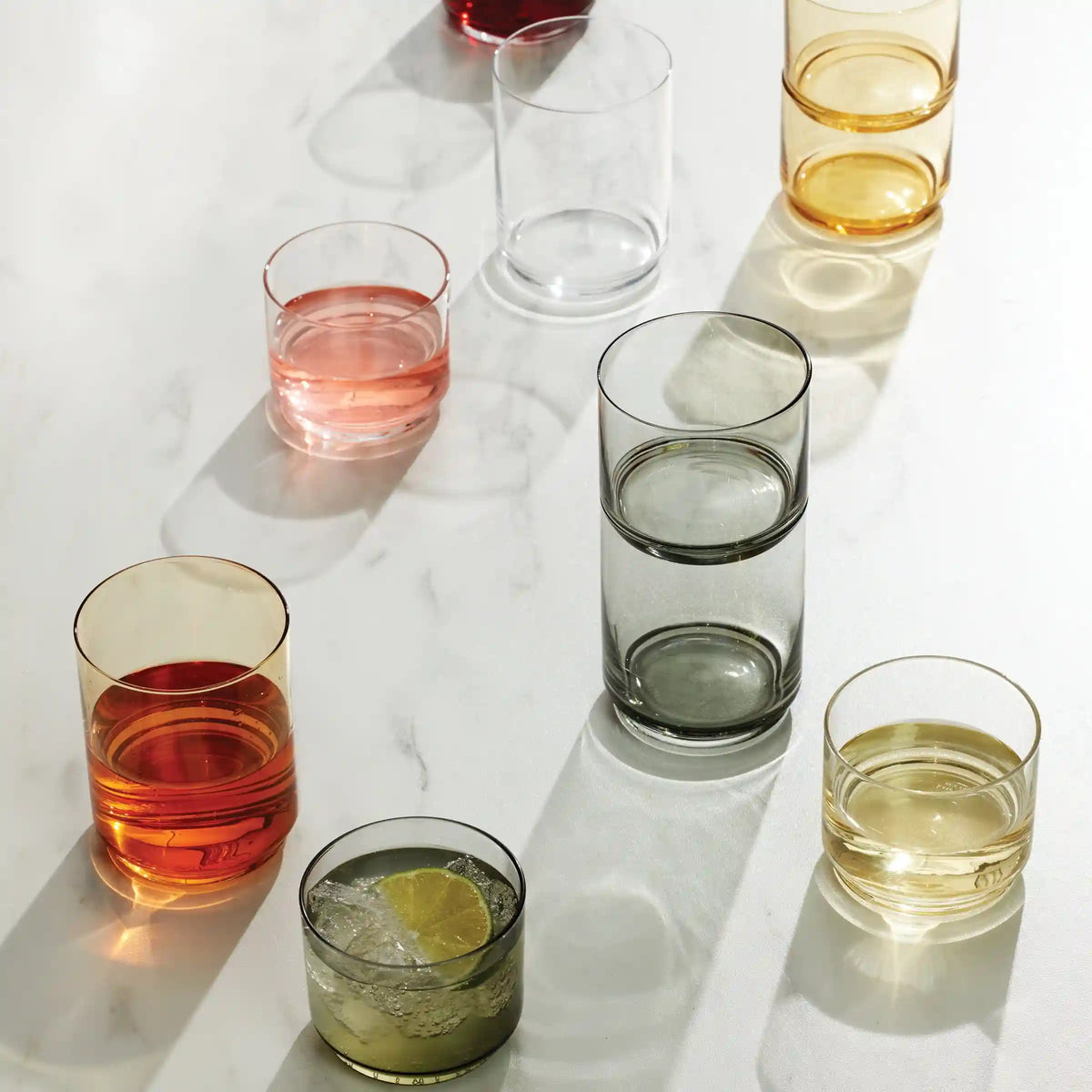 Tuscany Classics Stackable Amber Tall Glasses, Set of 4