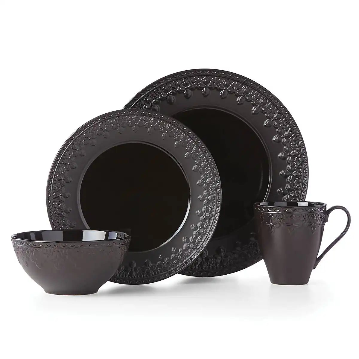Chelse Muse Fleur Black All-Purpose Bowls, Set of 4