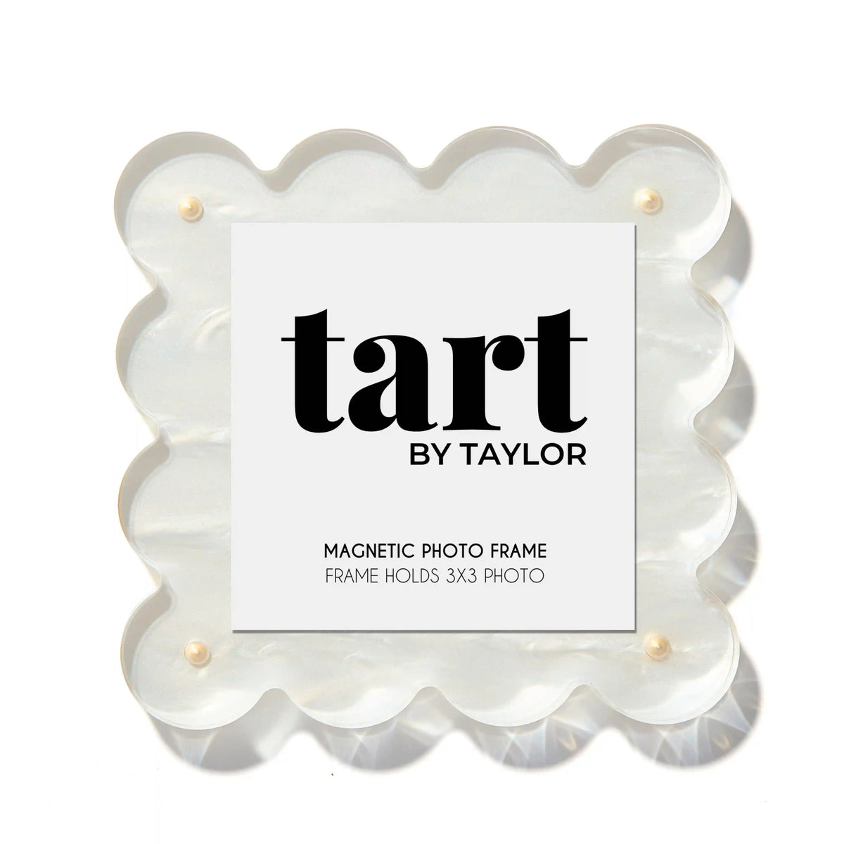 Mini Pearl White Scalloped Acrylic Photo Frame