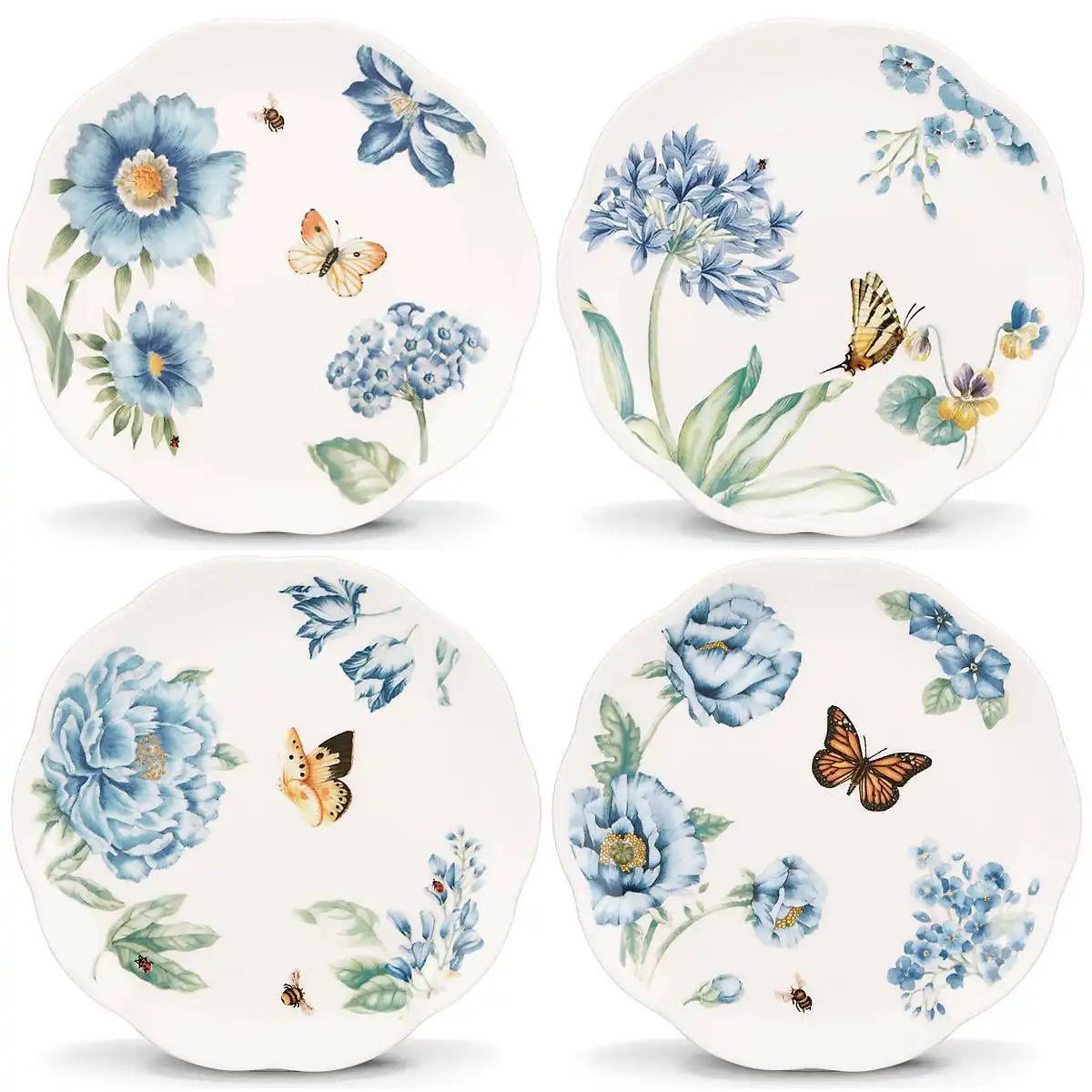 Butterfly Meadow Blue Dessert Plates, Set of 4