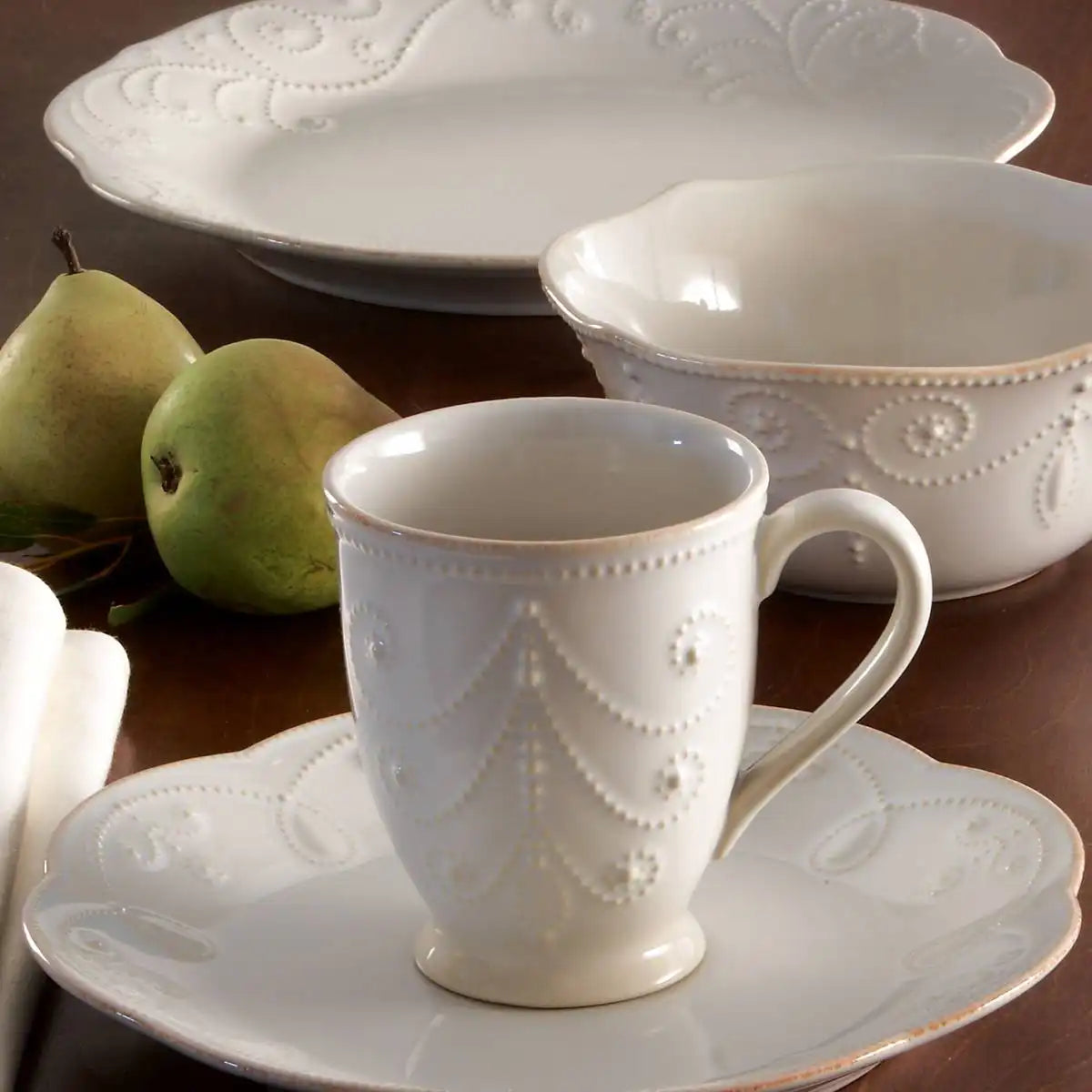 French Perle White 4-Piece Place Setting