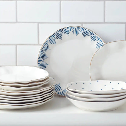 Blue Bay White Dinner Plates, Set of 4