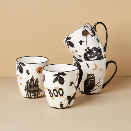 Haunted Halloween Mugs, Set of 4