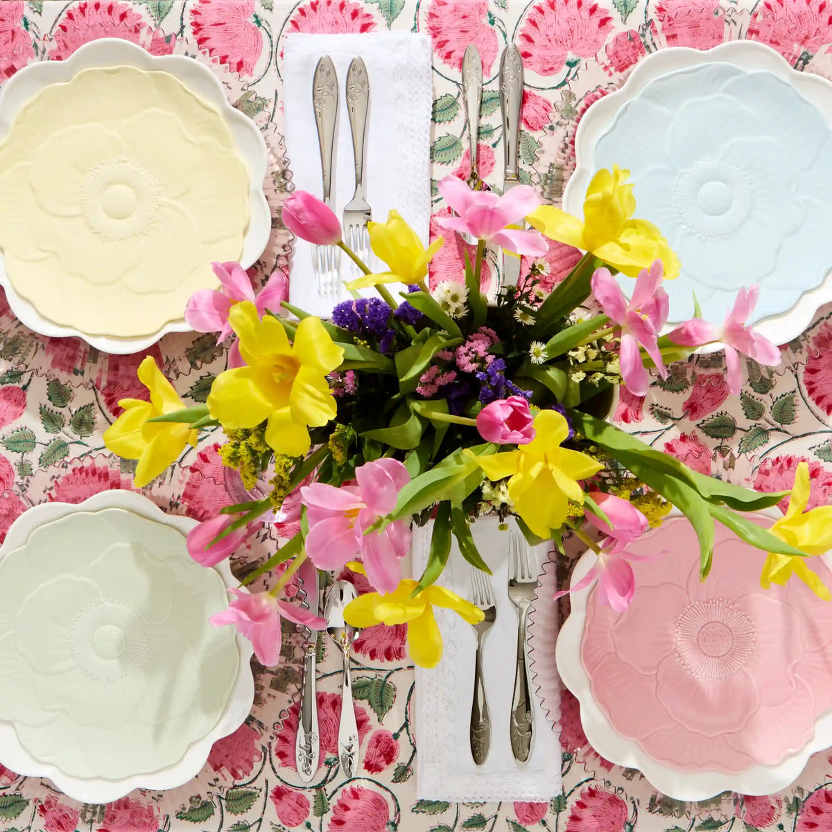 Butterfly Meadow Floral Yellow Accent Plates, Set of 4