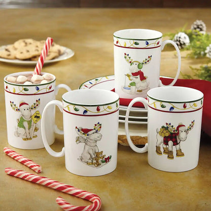 Merry Marcel Moose Mugs, Set of 4