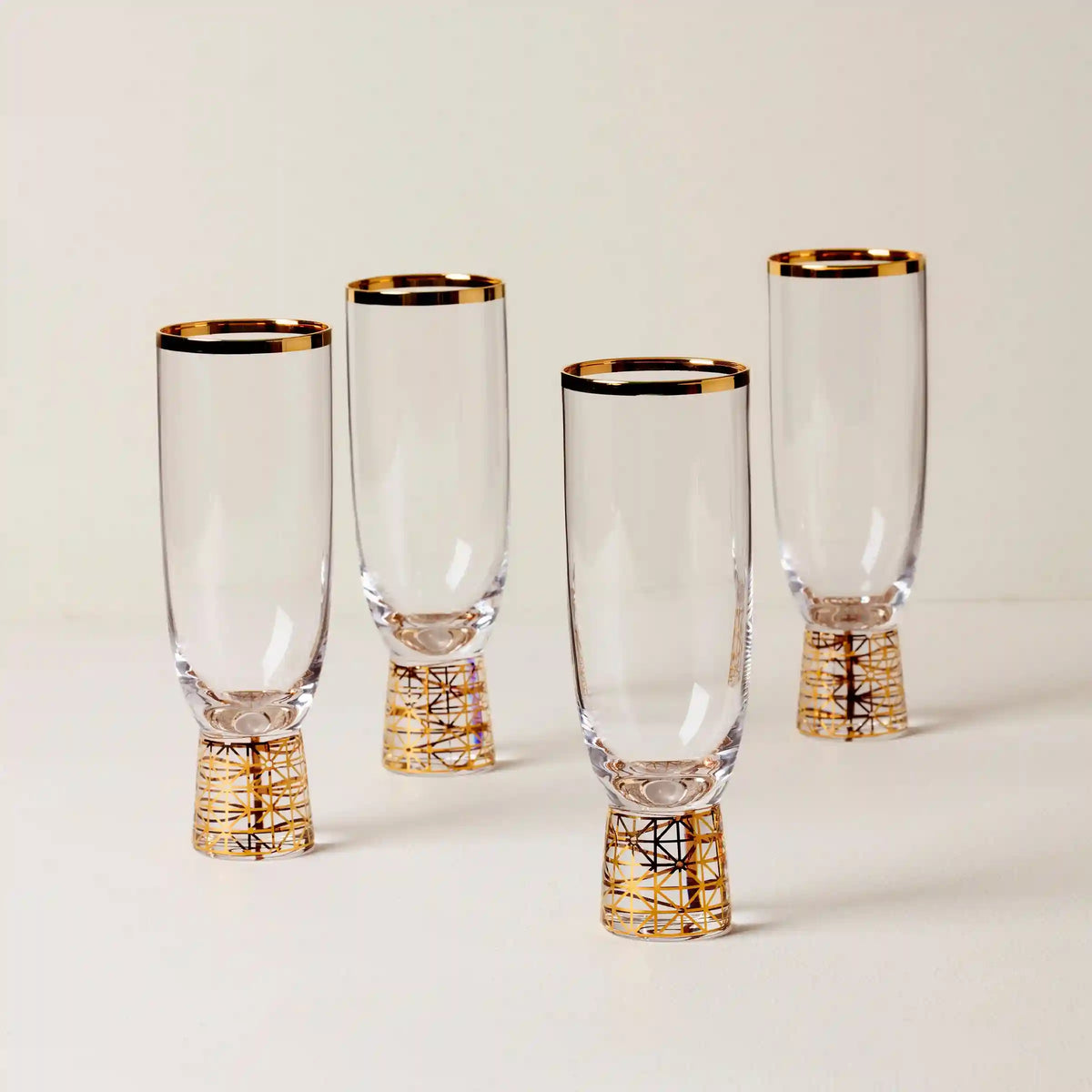 Tuscany Classics Gold Frost Flute Glasses, Set of 4