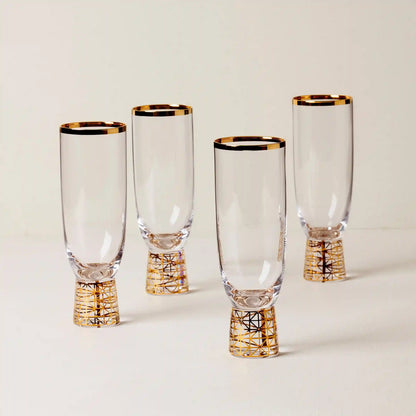 Tuscany Classics Gold Frost Flute Glasses, Set of 4