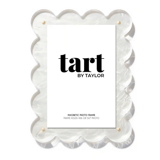 Pearl White Scalloped Acrylic Photo Frame