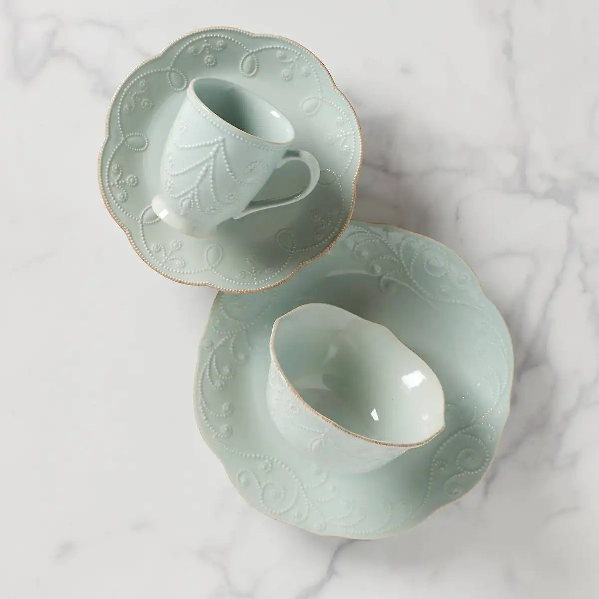 French Perle Ice Blue 4-Piece Place Setting