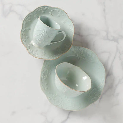French Perle Ice Blue 4-Piece Place Setting