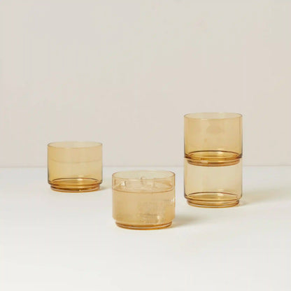 Tuscany Classics Stackable Amber Short Glasses, Set of 4