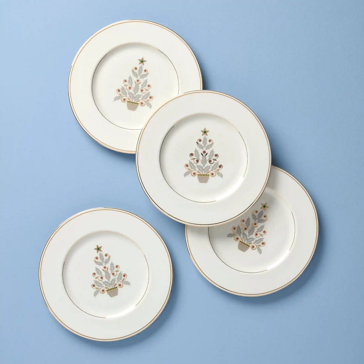 Federal Gold Tree Accent Plates, Set of 4