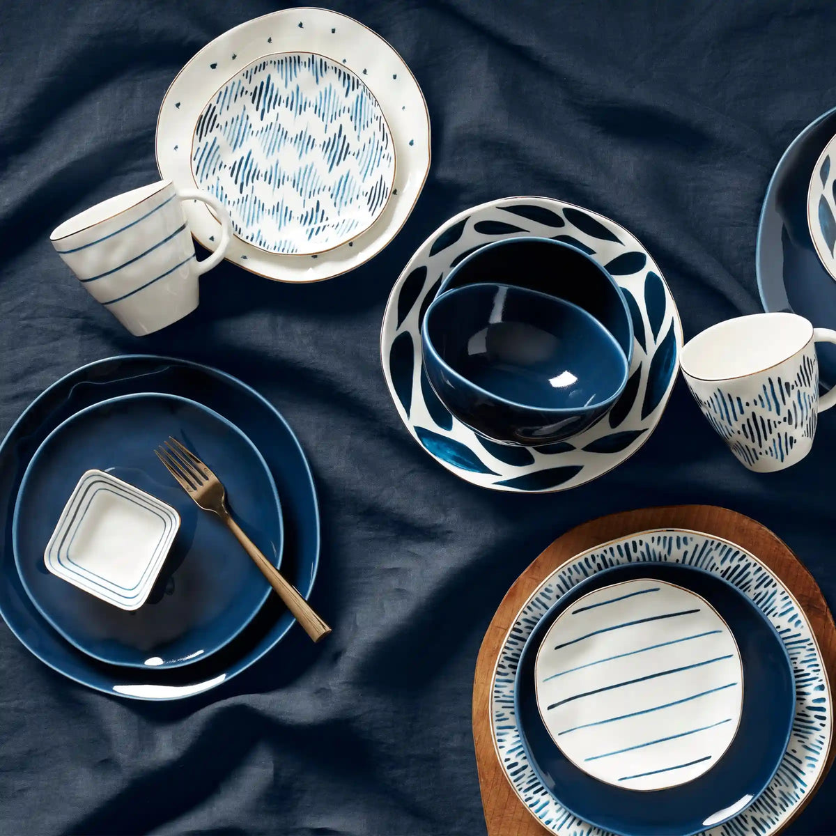 Bay Colors Blue Accent Plates, Set of 4