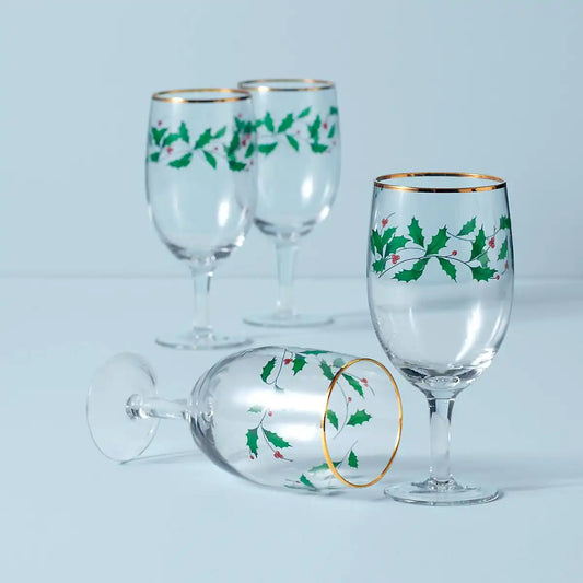 Holiday Iced Beverage Glasses, Set of 4