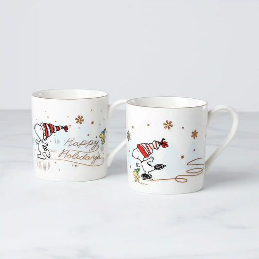Snoopy Skating Mugs, Set Of 2
