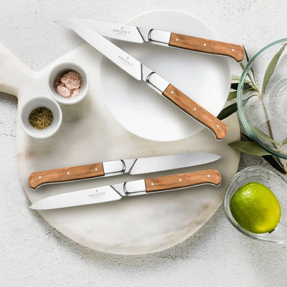 Argent Lynden Olive Wood Steak Knives, Set of 4