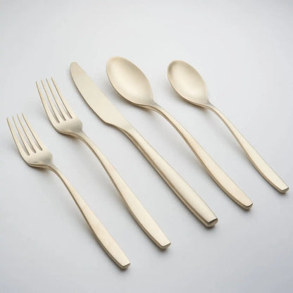 Averie Champagne Satin 20-Piece Flatware Set