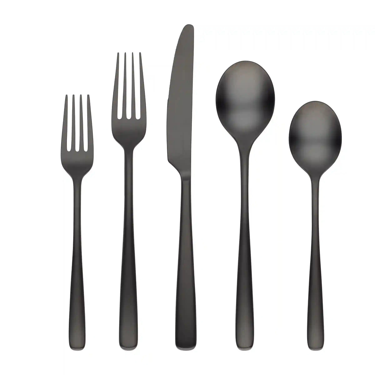 Rise Black Satin 20-Piece Flatware Set