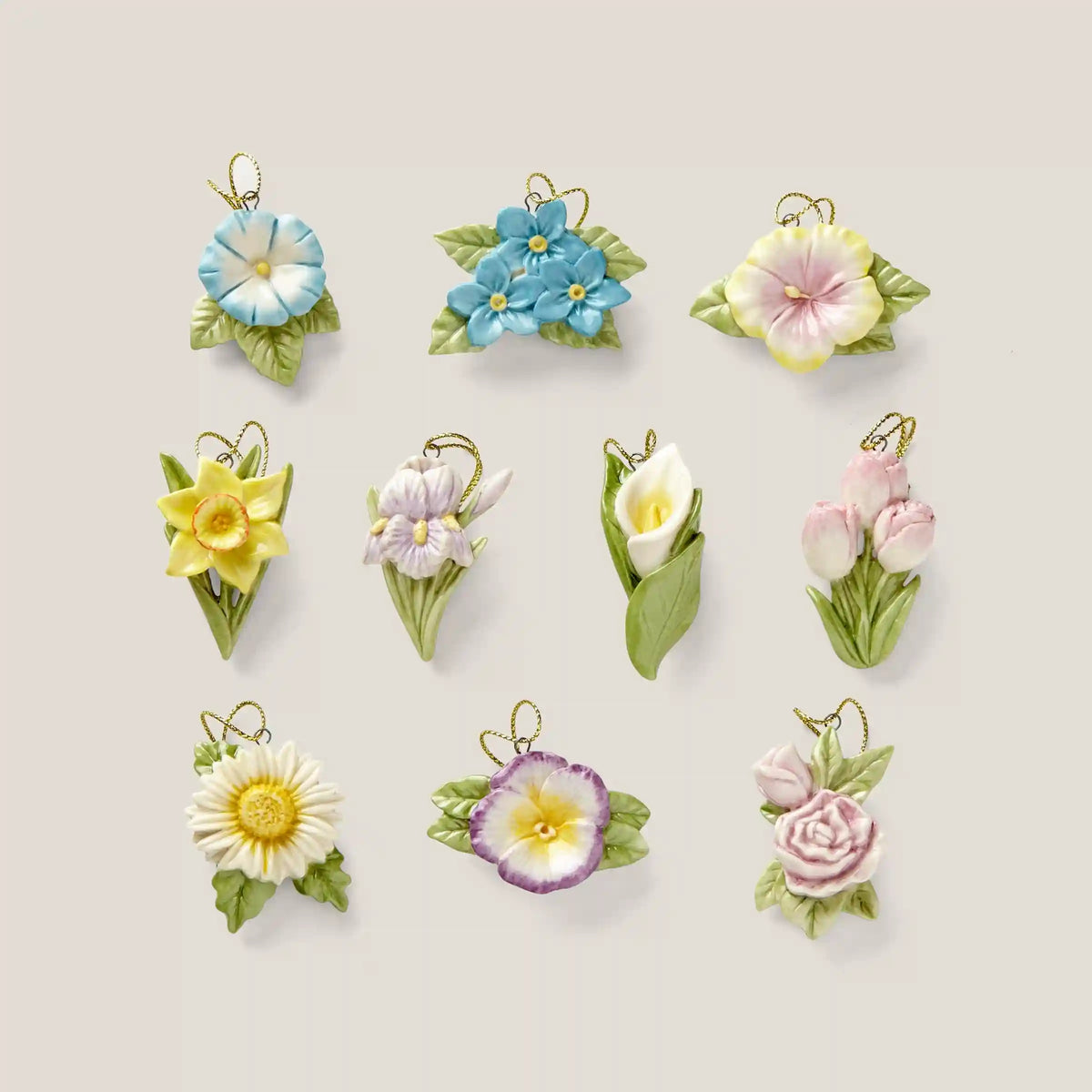 Celebrate Flowers 10-Piece Mini Ornament Set