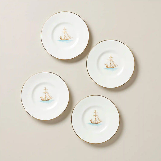 British Colonial Tradewinds Party Plates, Set of 4