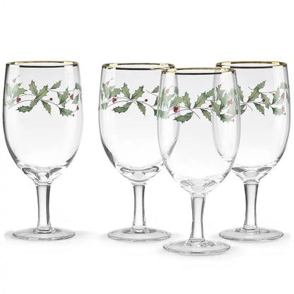Holiday Iced Beverage Glasses, Set of 4