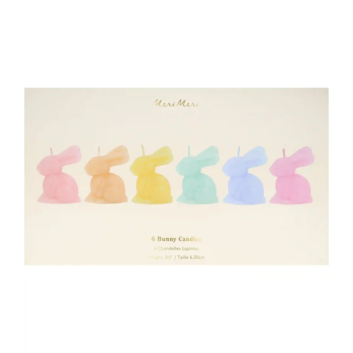 Mini Rainbow Bunny Candles, Set of 6