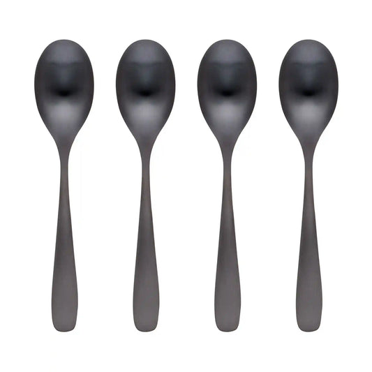 Eliana Black Satin Dinner Spoons, Set of 4