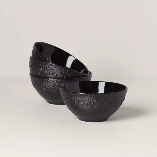 Chelse Muse Fleur Black All-Purpose Bowls, Set of 4