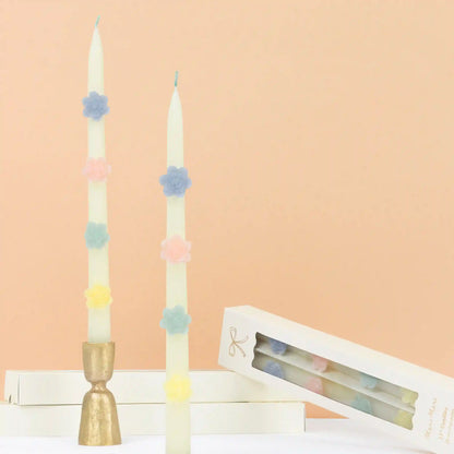 Pastel Flowers Taper Candles, Set of 2