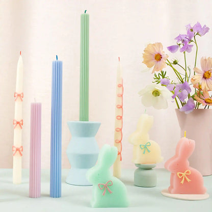 Pink Bow Taper Candles, Set of 2