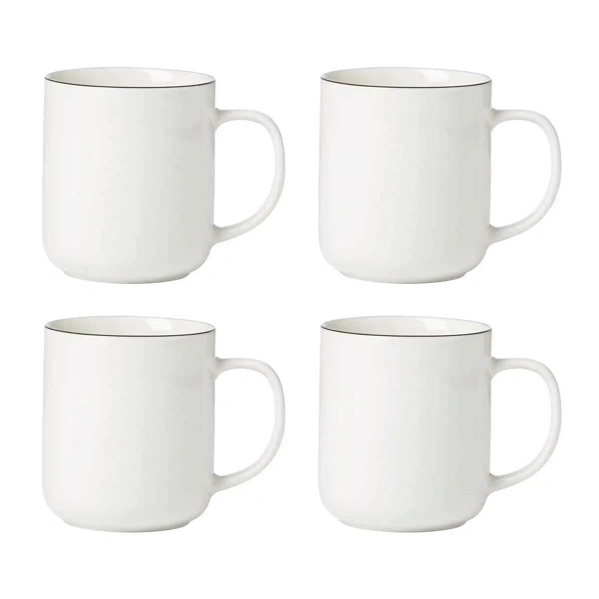 24 Seven Black Rim Mugs, Set of 4