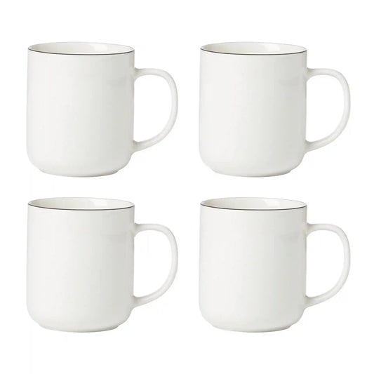 24 Seven Black Rim Mugs, Set of 4