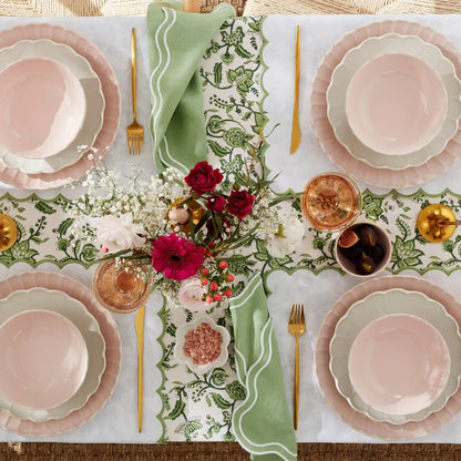 French Perle Scallop White Accent Plates, Set of 4