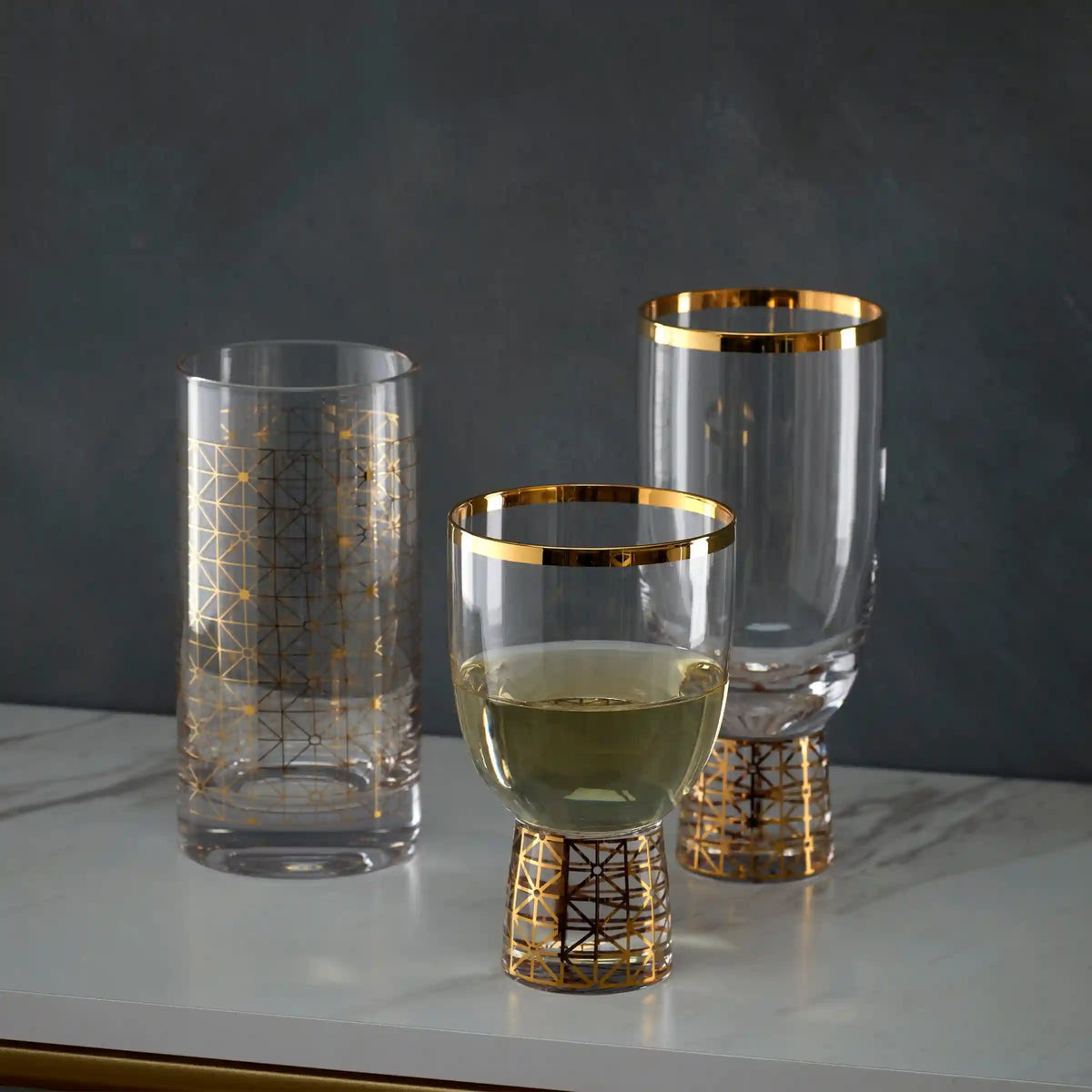 Tuscany Classics Gold Dust Highball Glasses, Set of 4