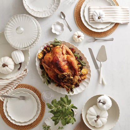 French Perle Scallop White 12-Piece Dinnerware Set