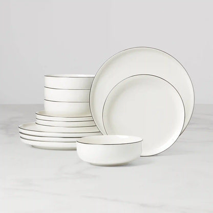 24 Seven Black Rim 12-Piece Dinnerware Set