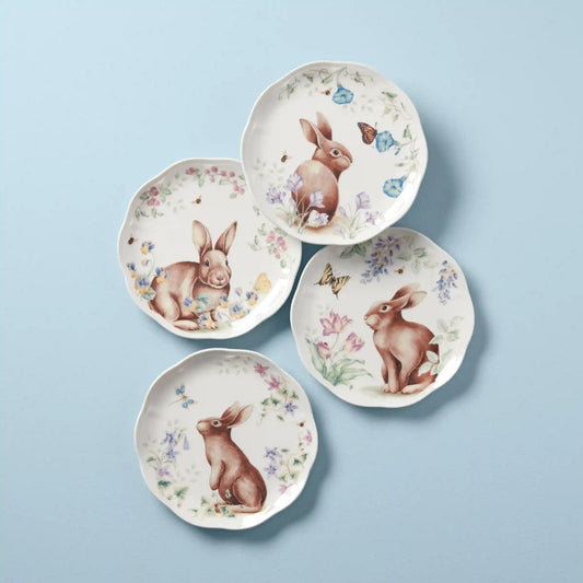 Butterfly Meadow Bunny Accent Plates, Set of 4