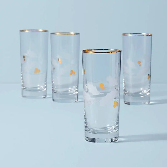 Holiday Gold Highball Glasses, Set of 4