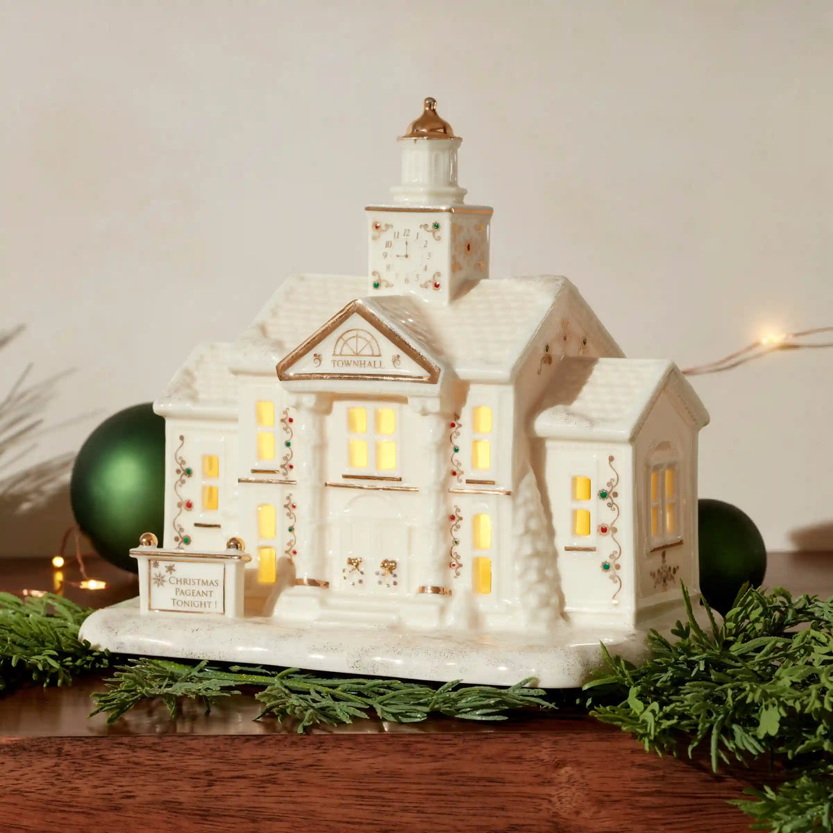 Mistletoe Park Town Hall Lit Figurine