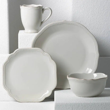 French Perle Bead White 4-Piece Place Setting