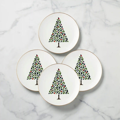 Evergreen Accent Plates, Set of 4