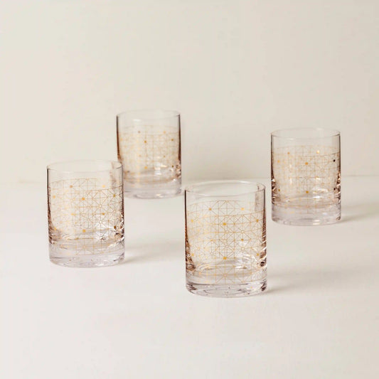 Tuscany Classics Gold Dust Double Old-Fashioned Glasses, Set of 4