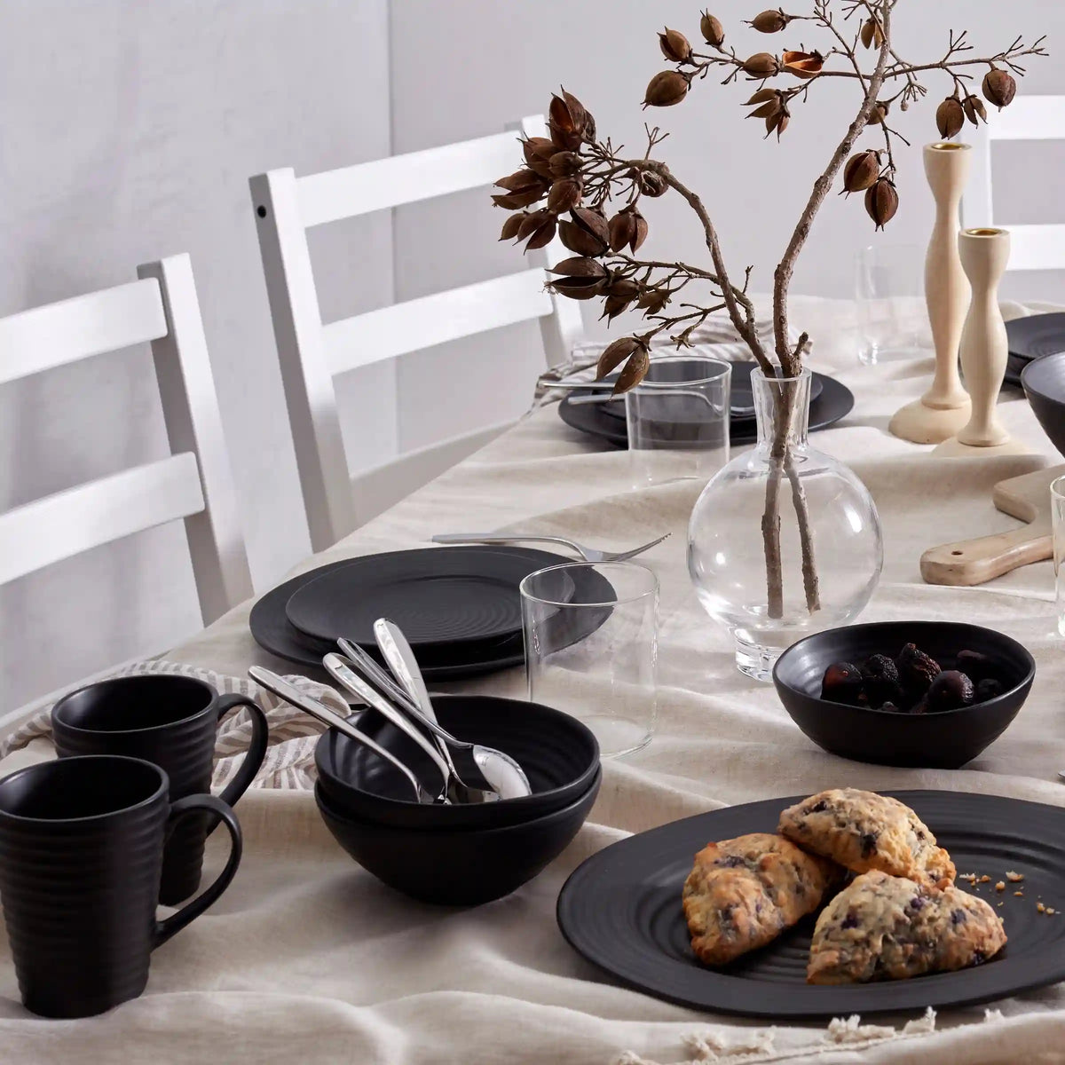 Ridge Black Mugs, Set of 4
